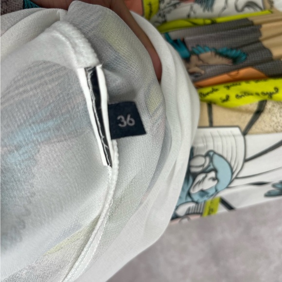 Animale Brazil Comic Print Cartoon Chiffon Maxi Dress In White Size 36 XS - Picture 7 of 8